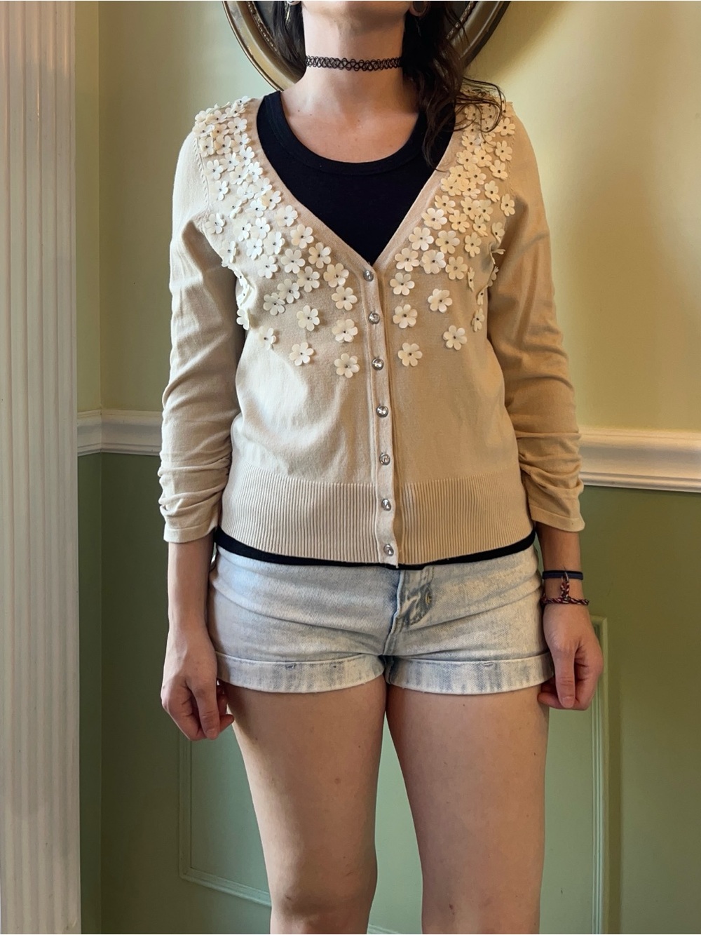 INC International Concepts floral beige cardigan
